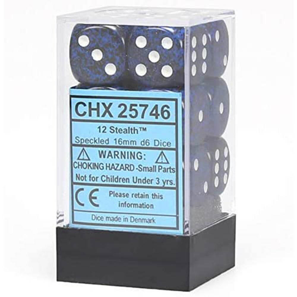 D6 Dice Speckled 16mm (12 Dice)