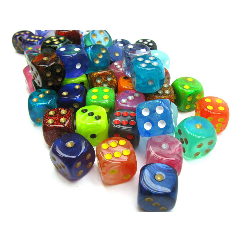 D6 DICE BORDED LOOST 16MM (50 DICE)