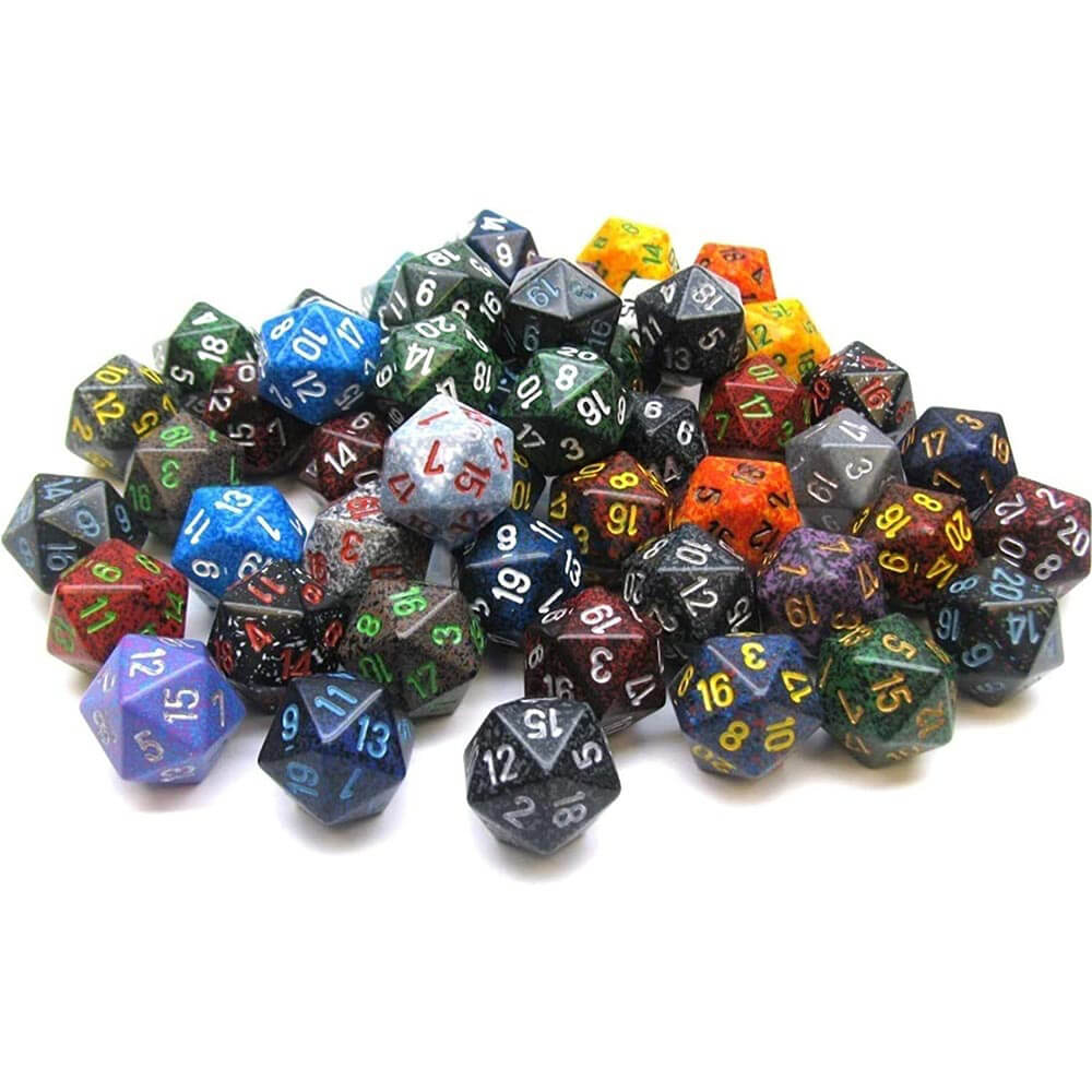 D20 dobbelstenen geassorteerd los polyedraal (50 dobbelstenen)