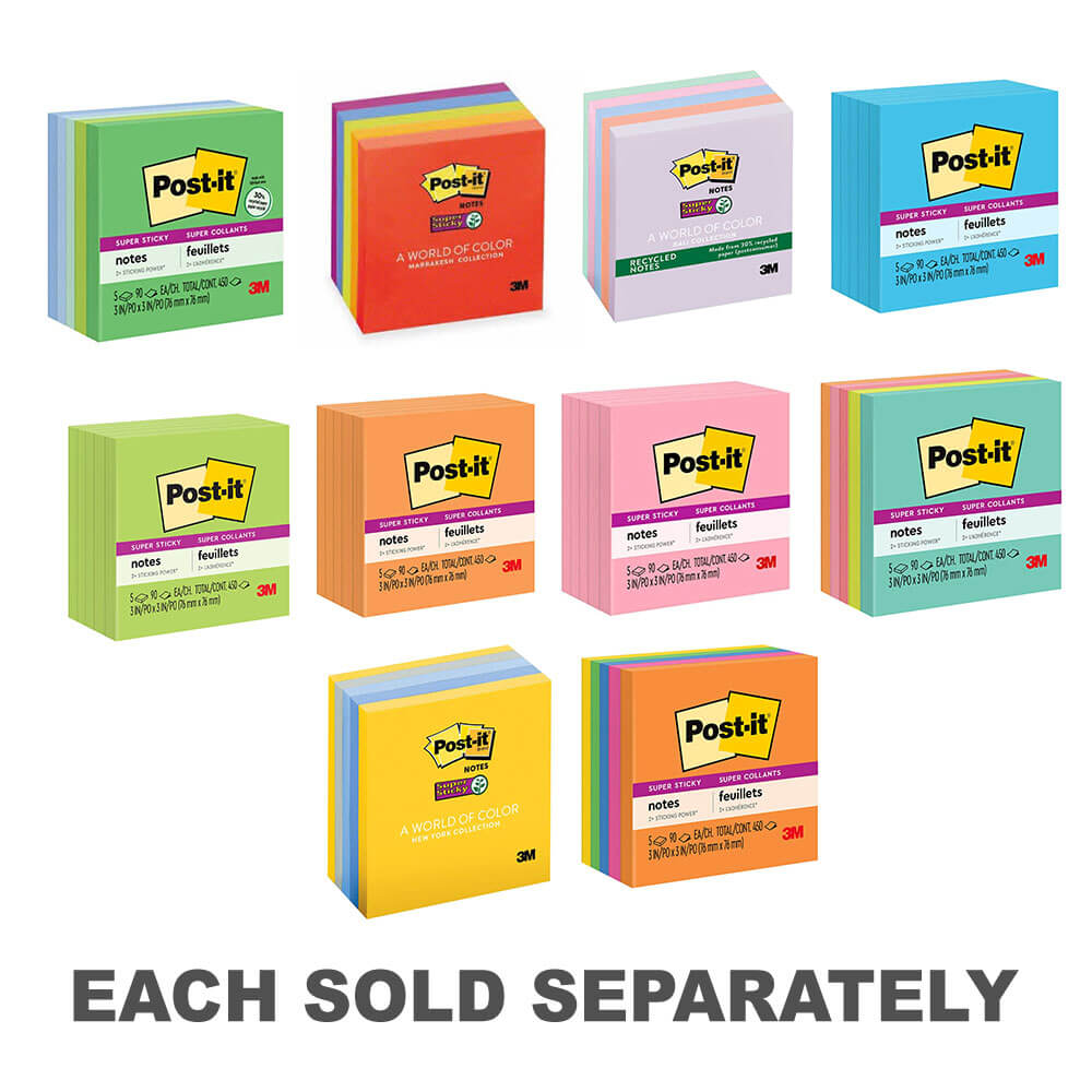 Post-it Super Sticky Notes 76x76mm (5pk)