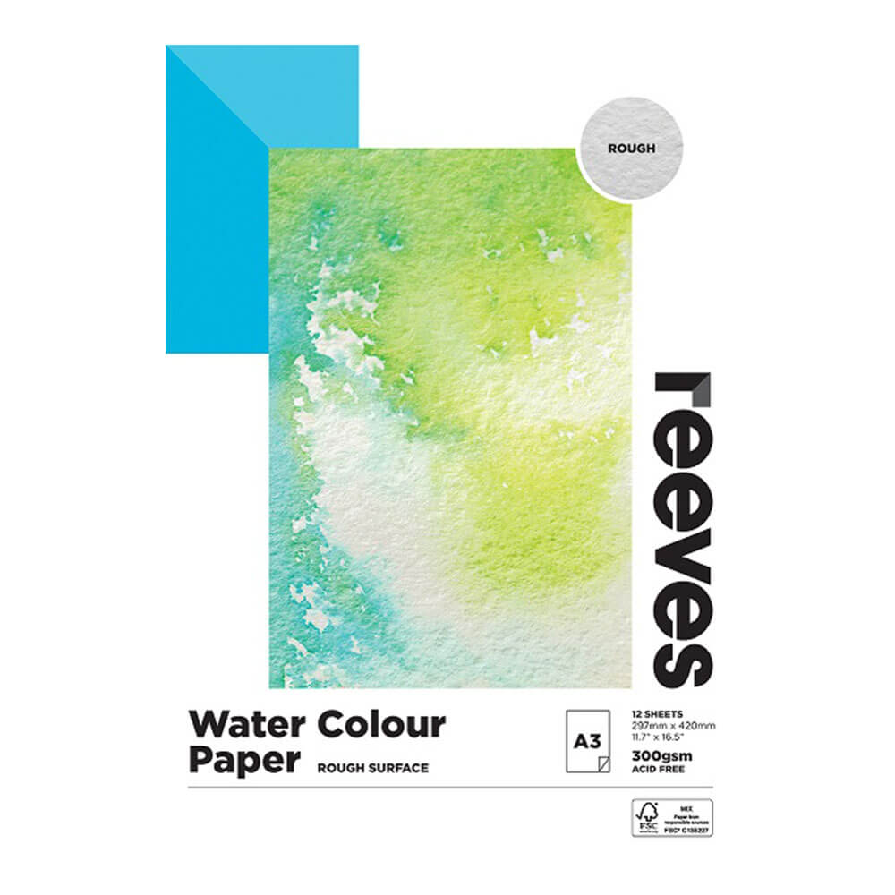  Reeves Aquarell-Raupapier, 300 g/m² (12 Blatt)