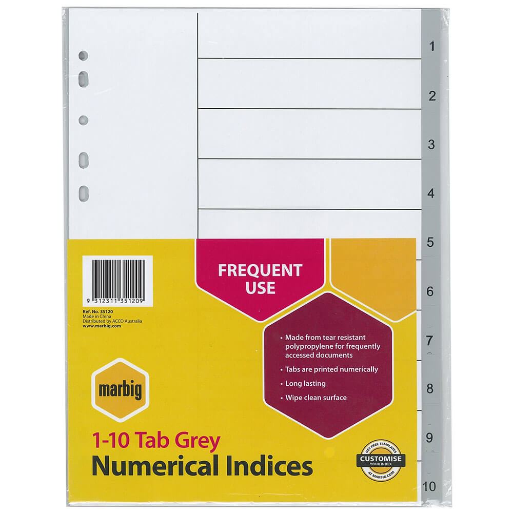 Marbig Indices e divisores numéricos A4 (cinza)