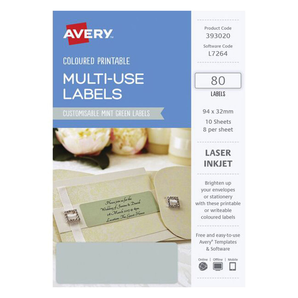 Avery rektangulær lasermærke 80stk (94x32mm)