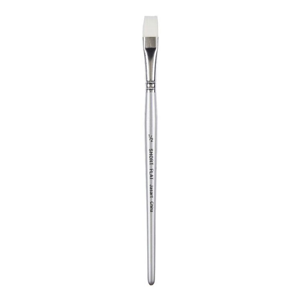 Jasart Taklon Short Flat Brush (hvid)