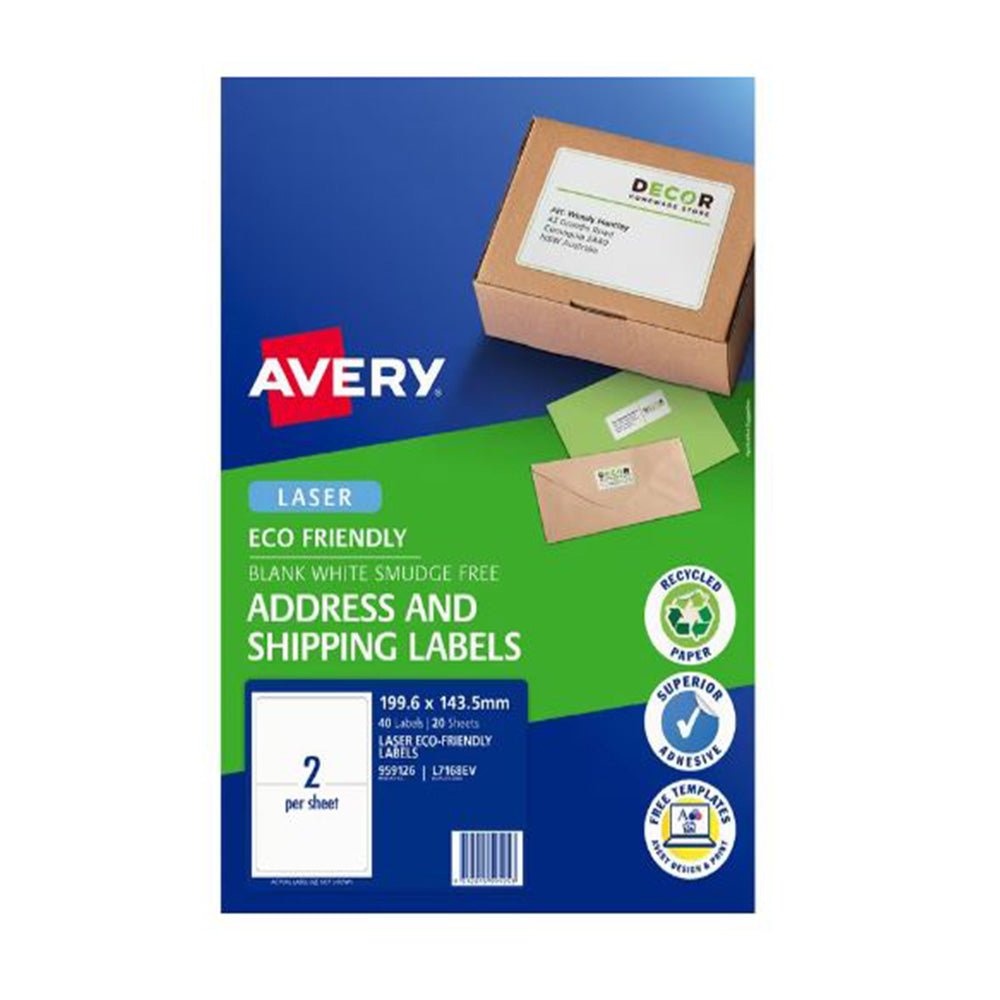 Avery Laser Eco Friendly Shipping Label 20 Stcs