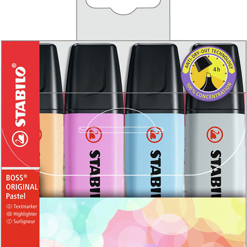 Stabilo Boss Pastel Highlighter (Pack of 4)