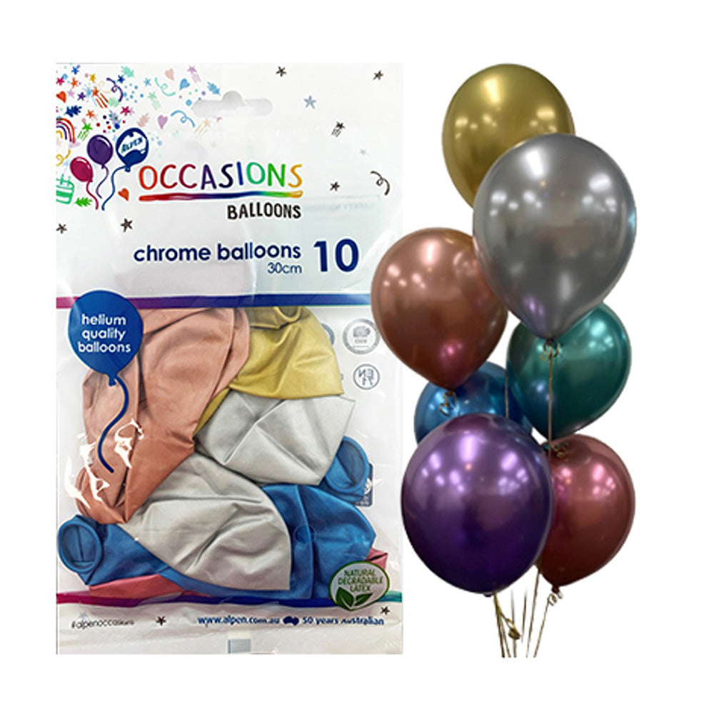 Alpen Chrome Balloons 30cm (paket med 10)