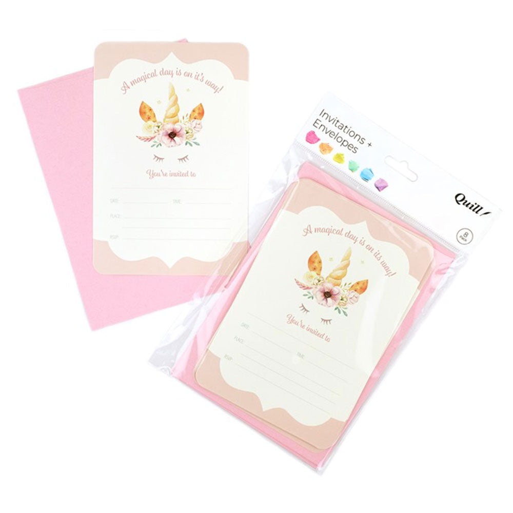 Quill Party Invitation Tarjeta y sobre 8PK