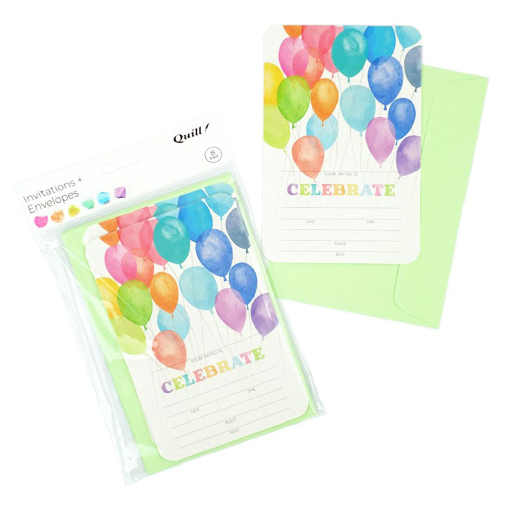 Quill Party Invitation Tarjeta y sobre 8PK