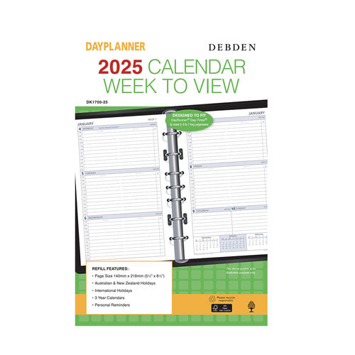 Debden 7-Ring 2025 Dayplanner Refill