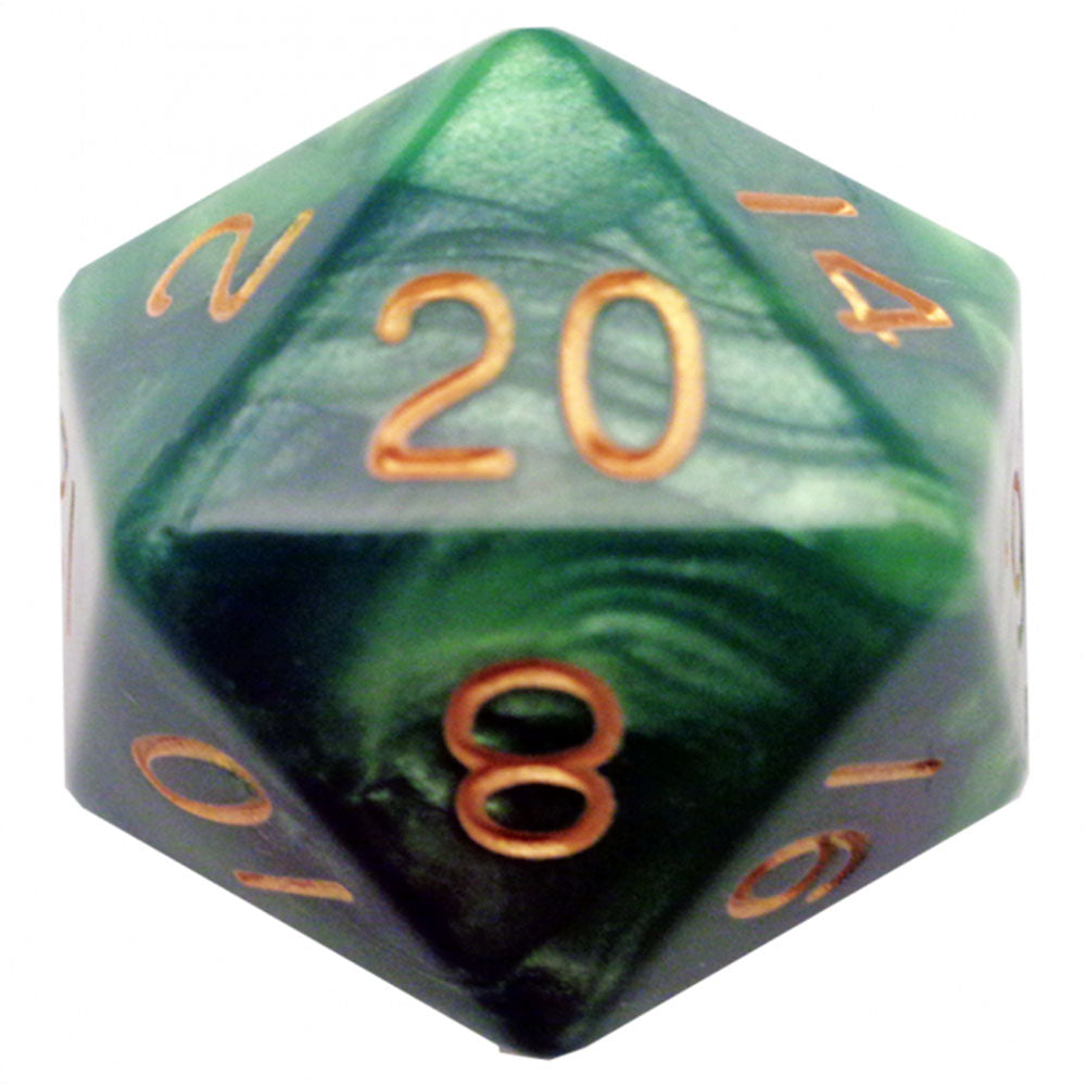 MDG 35 mm méga acrylique D20 Dice avec des numéros d'or