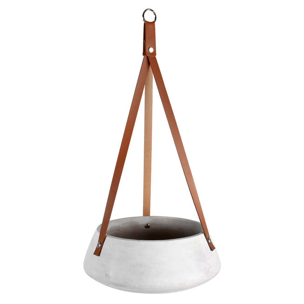 Lucee Concrete Hanging Pot mit PU -Lederband