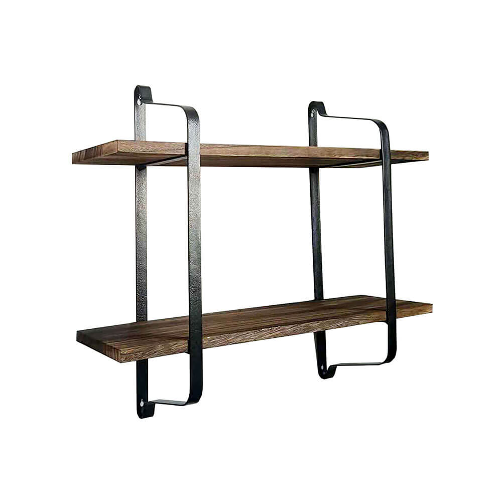 Blake Industrial 2-Tier Wooden Wall Shelving (60x51x16cm)