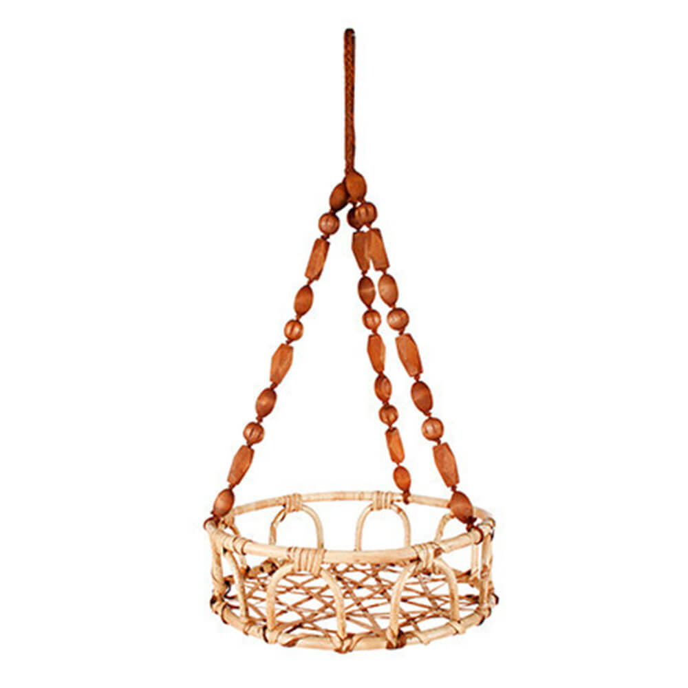 Luna Rattan y Bead Hanging Basket