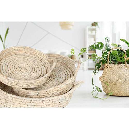 Cottesloe Round Tray Kans Grass Set of 3 (Large 45x8cm)