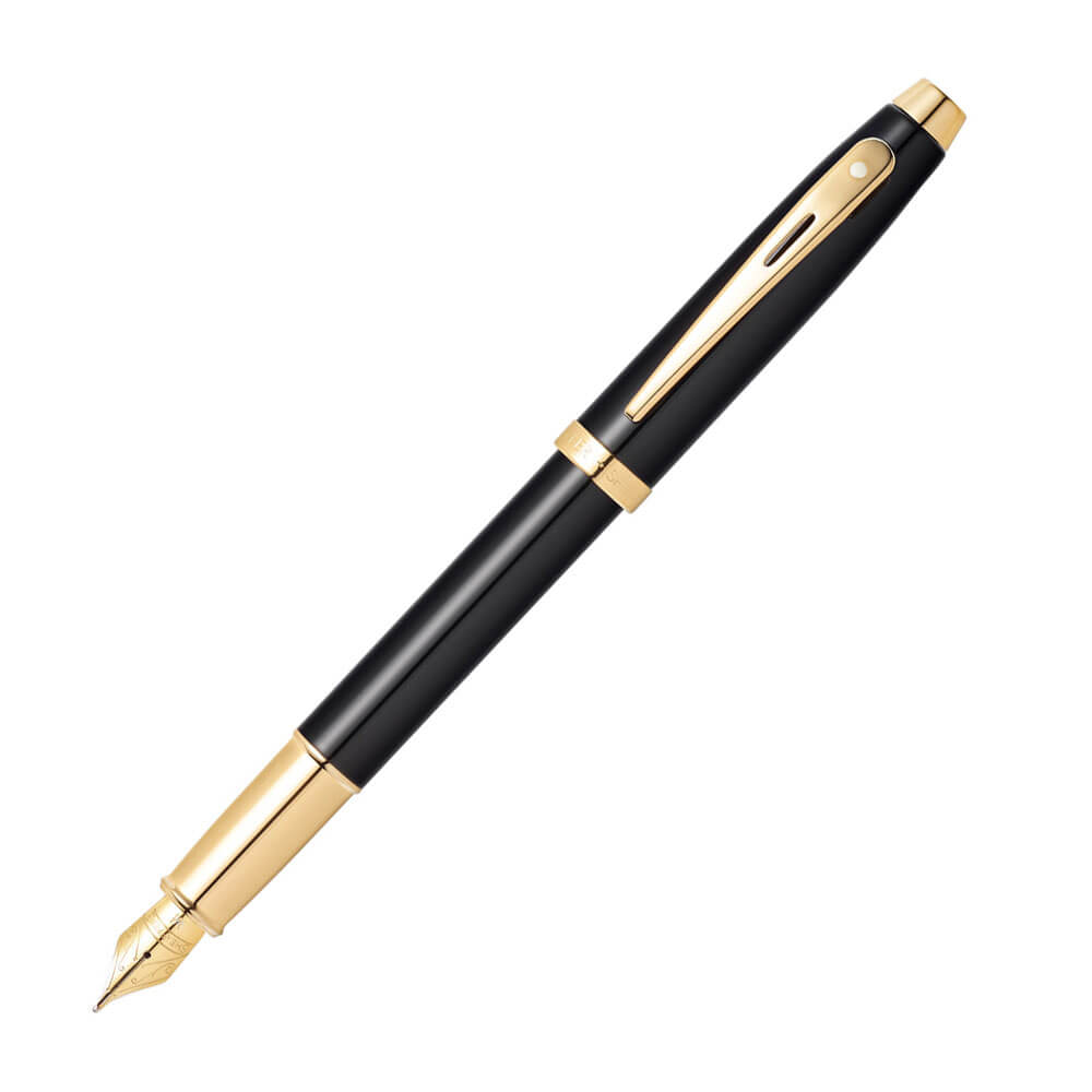 Sheaffer 100 lacca nera con penna stilografica dorata