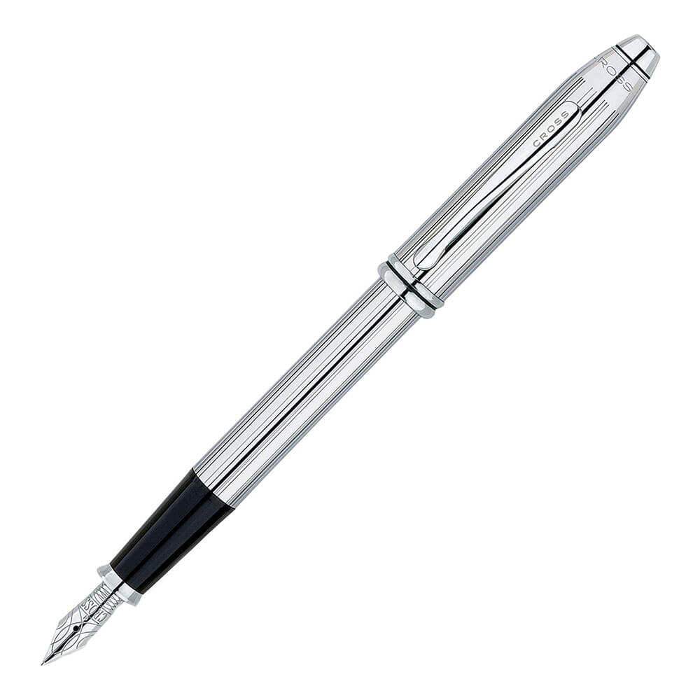 Płysny Chrome Fountain Pen z błyszczącym czarnym wykończeniem PVD