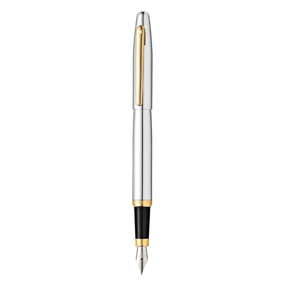 Sheaffer VFM Chrome Fountain Pen med gulltone