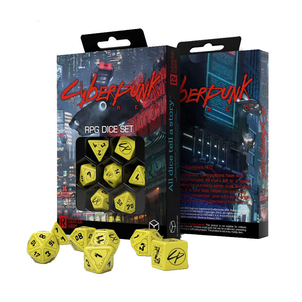 Q Workshop Cyberpunk Red Dice (Sæt på 7)