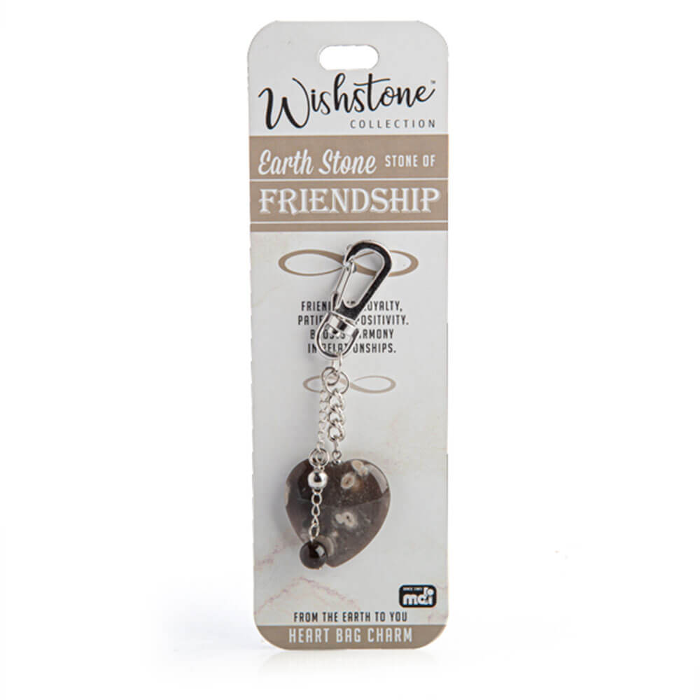 Wishstone Collection Earth Stone Heart Bag Charm