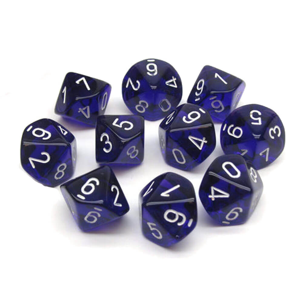 Chessex D10 Polyedrale 10-Die doorschijnende set