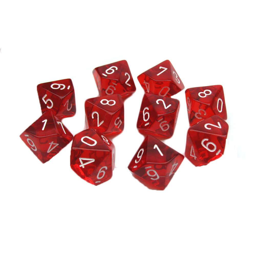 Chessex D10 Polyedrale 10-Die doorschijnende set