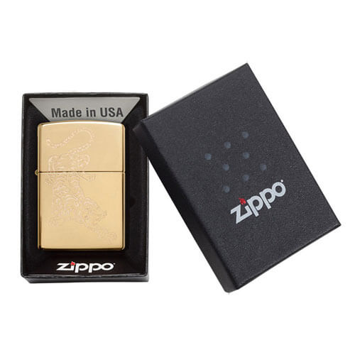 Zippo High Polish Brass Tiger Lighter