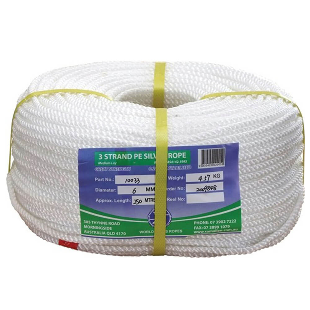 Standard Silver White Rope 100m Roll