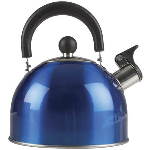 Blue Stainless Steel Whistling Stove Top Kettle 2L