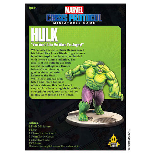 Marvel Crisis Protocol Hulk Character Pack Board Game