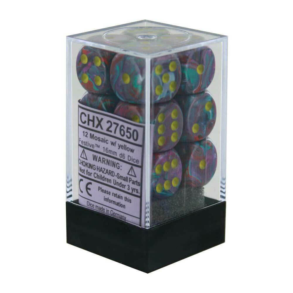 D6 Dice Festive 16 mm (12 dados)