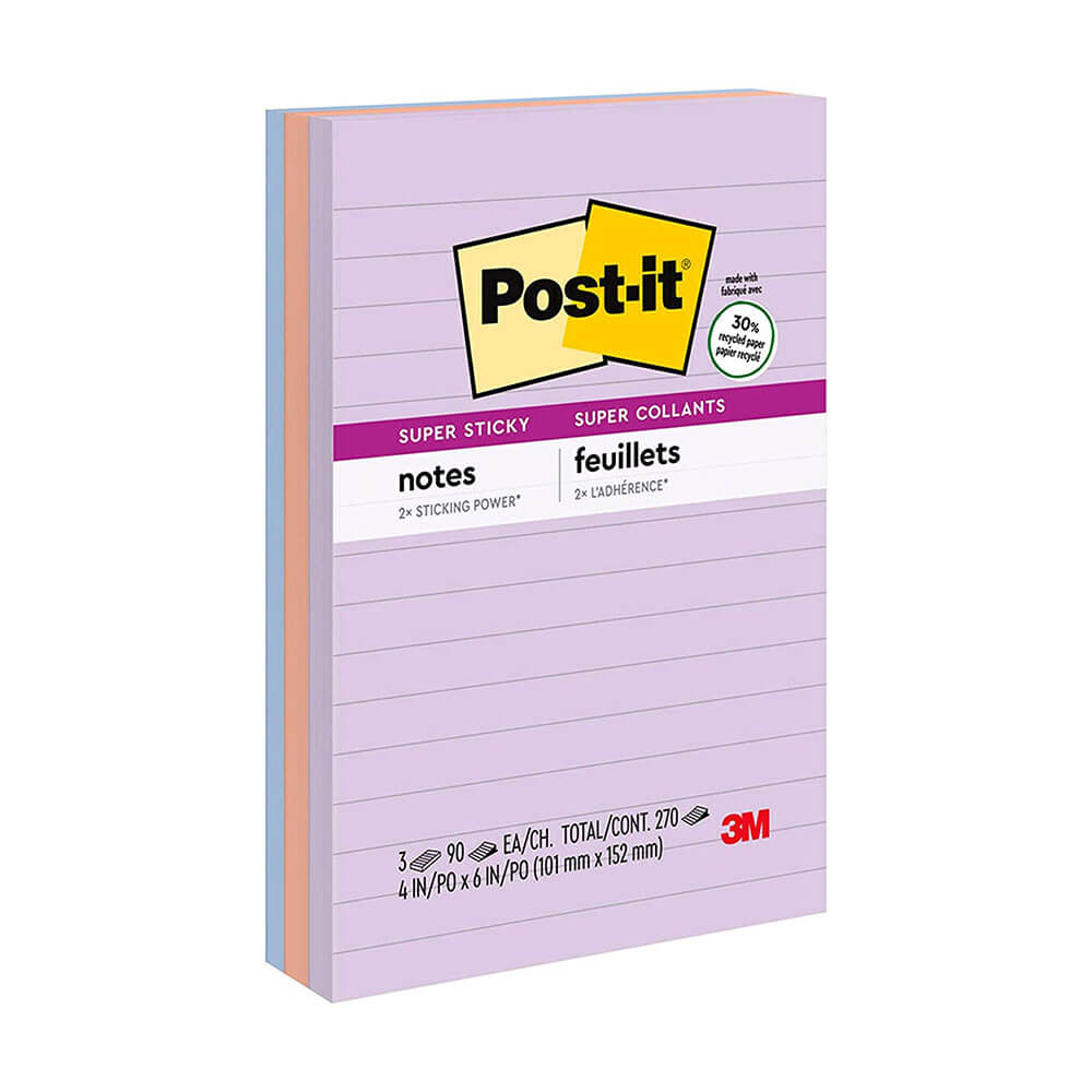 Post-it Notes 98x149mm assorties (3pk)