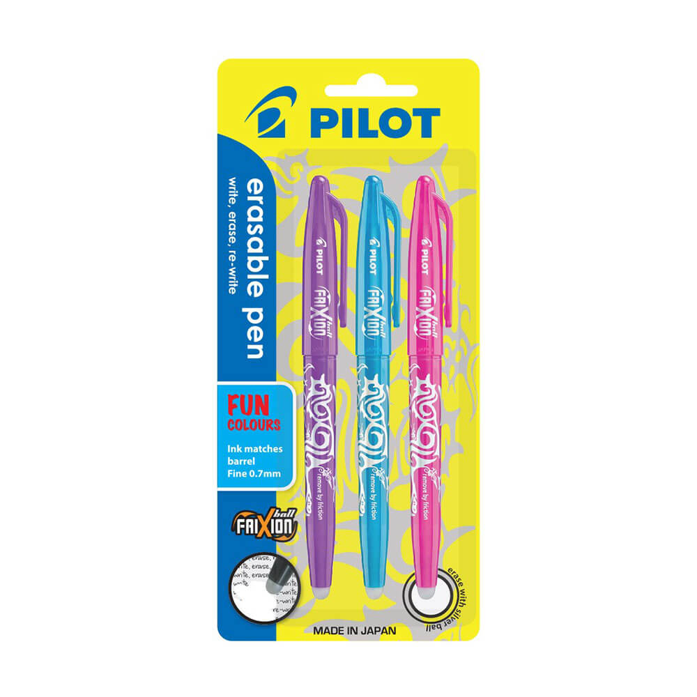 Piloot Frixion Pen Medium 1,0 mm 3pk