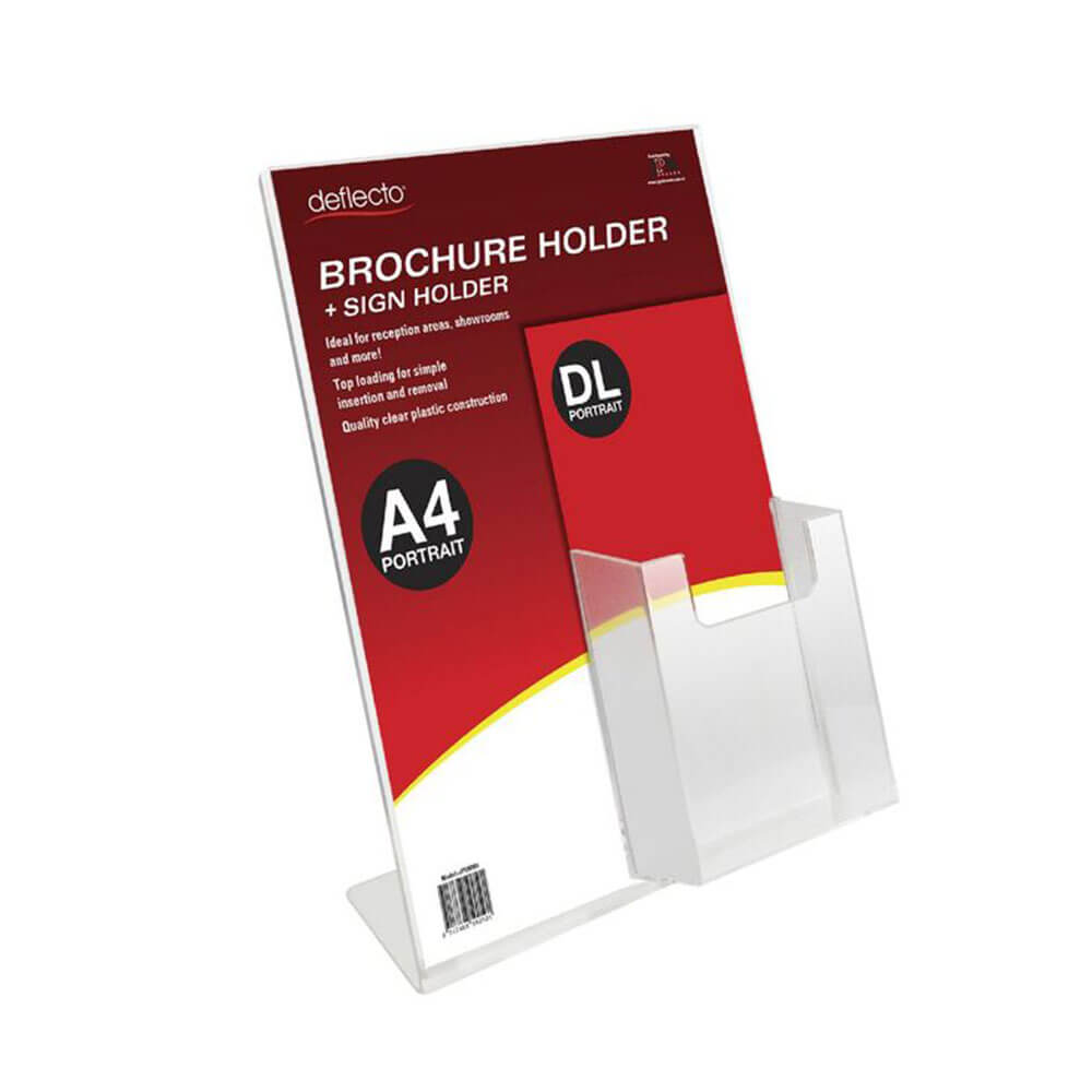 Deflecto Portrait Sign Holder A4 Brochure Pocket DL