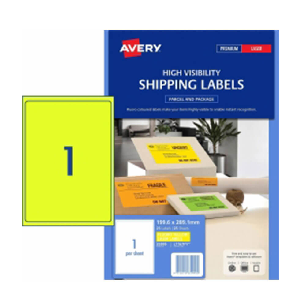 Etichetta di spedizione ad alta visibilità Avery 25pk 1/foglio