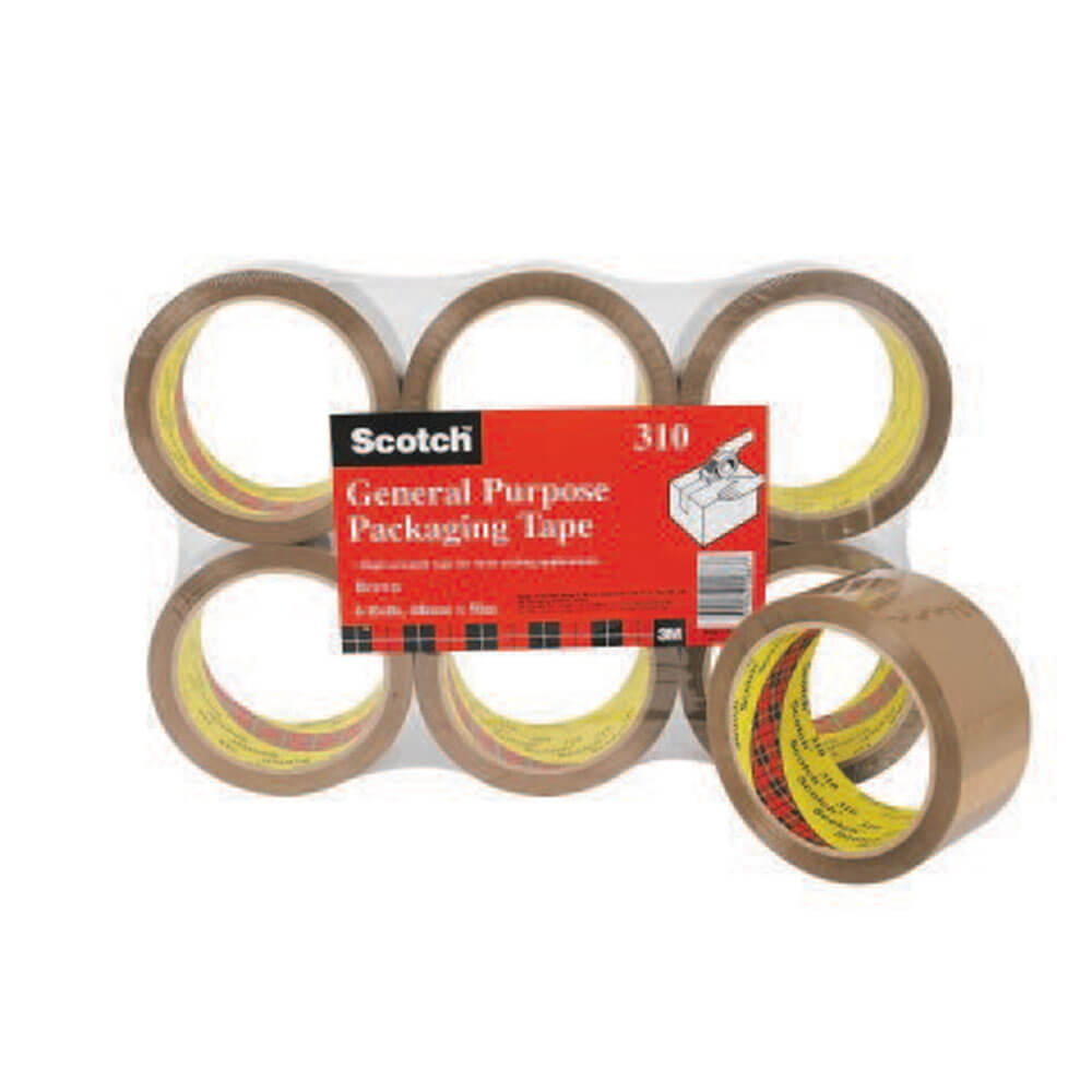 Scotch General Purpose Packaging Tape 48mmx50m Brown (6pk)