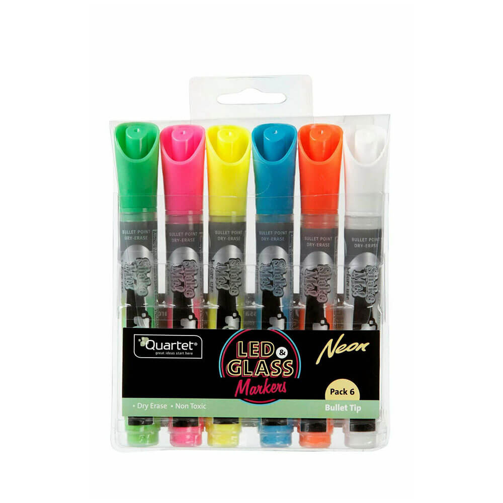 Quartet Dry Erase Neon Led Marker Assorted Colours (6pk)