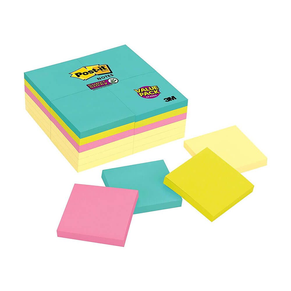 Post-it Super Sticky Notes Miami 76x76mm (24pk)