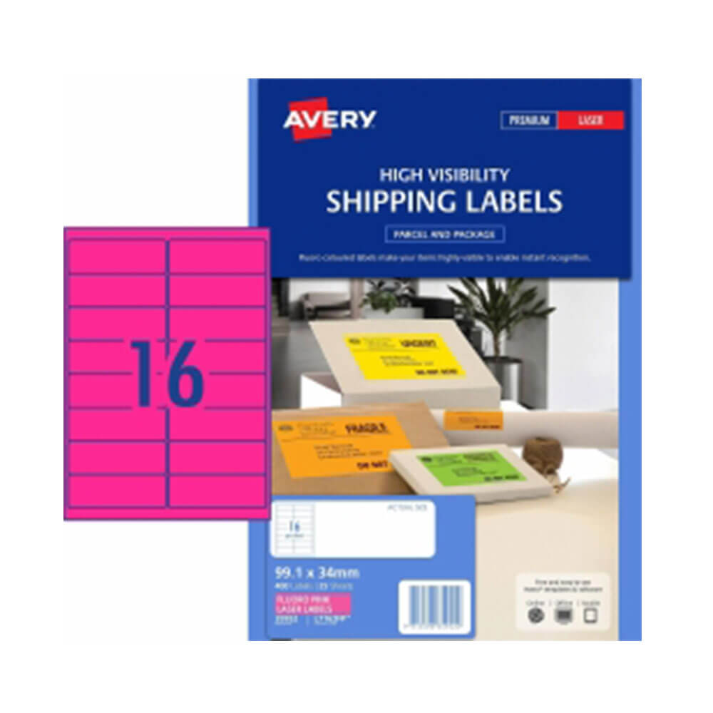 Avery Hög Synlighetsfraktetikett 25PK 16/Sheet