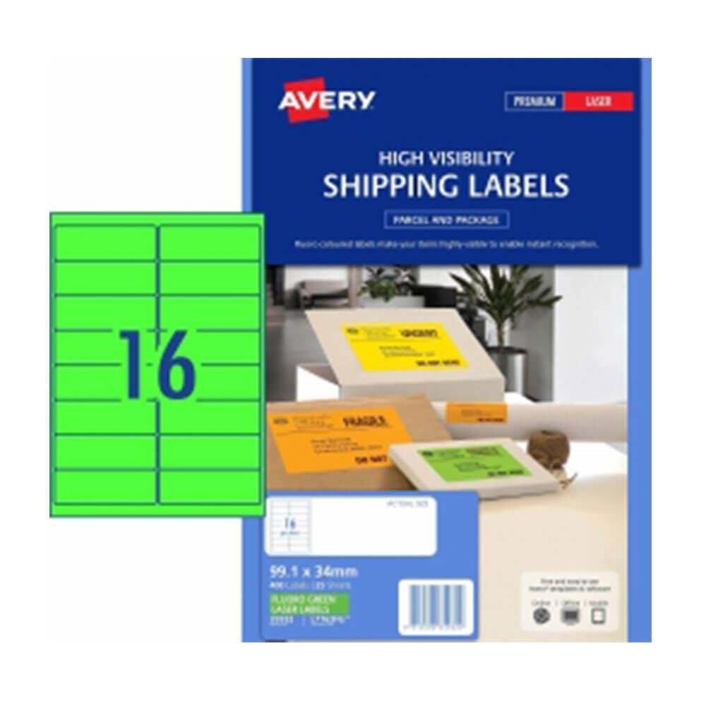 Avery Hög Synlighetsfraktetikett 25PK 16/Sheet