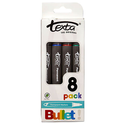 Texta Bullet Permanent Marker Assorted Colours (8pk)