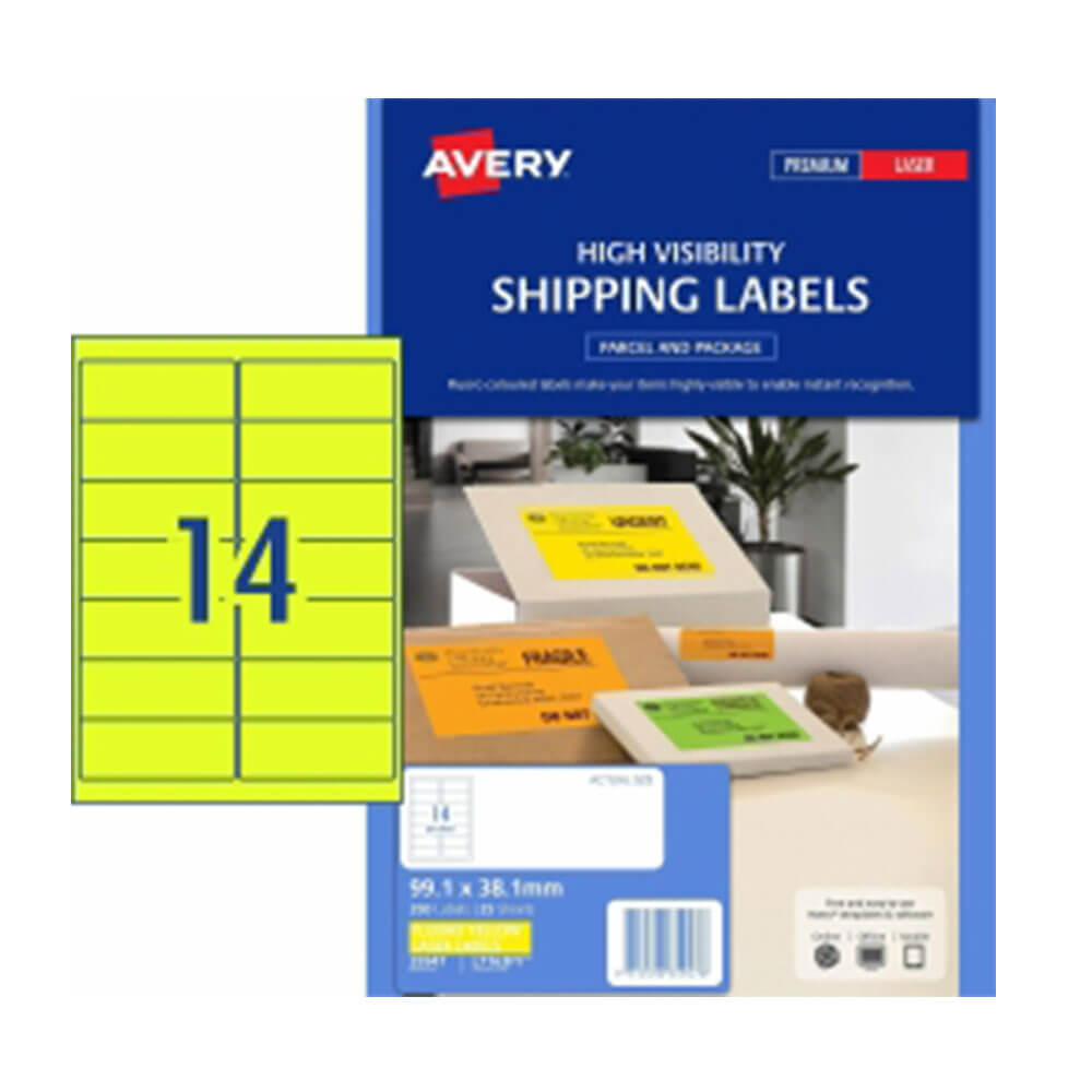 Avery Hög Synlighetsfraktetikett 25PK 14/Sheet