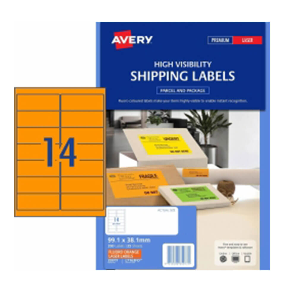 Avery Hög Synlighetsfraktetikett 25PK 14/Sheet