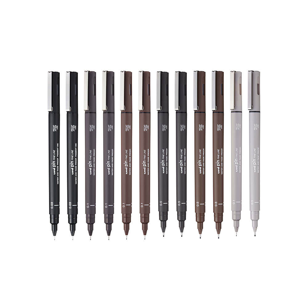 Pen Fineliner Pin Uni-Ball (12pcs)