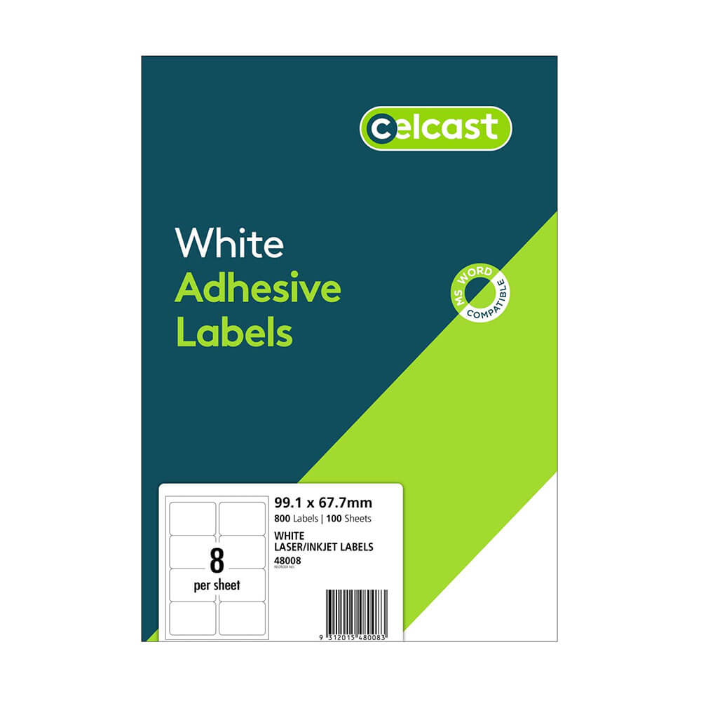 Celcast laser/inkjet -etiketter White (100pk)