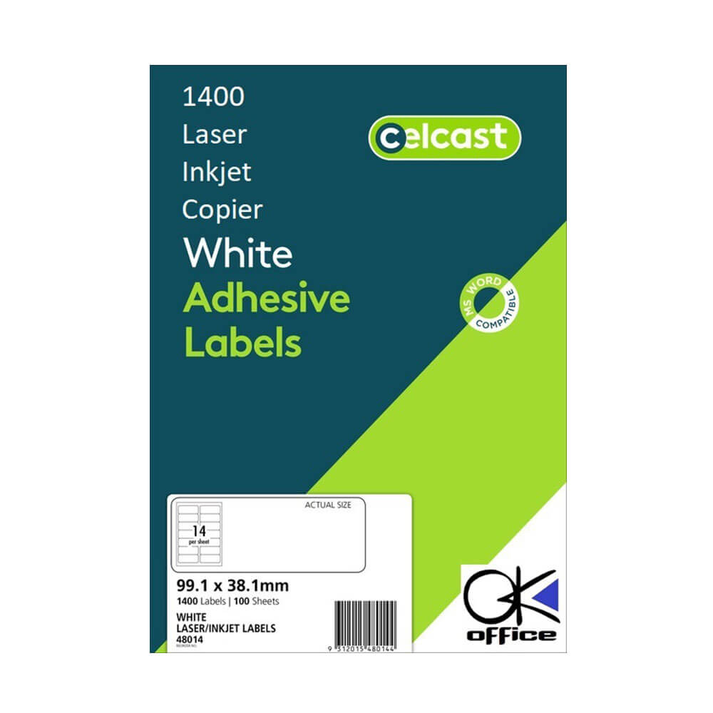 Celcast Laser/Inkjet Etykiety White (100pk)