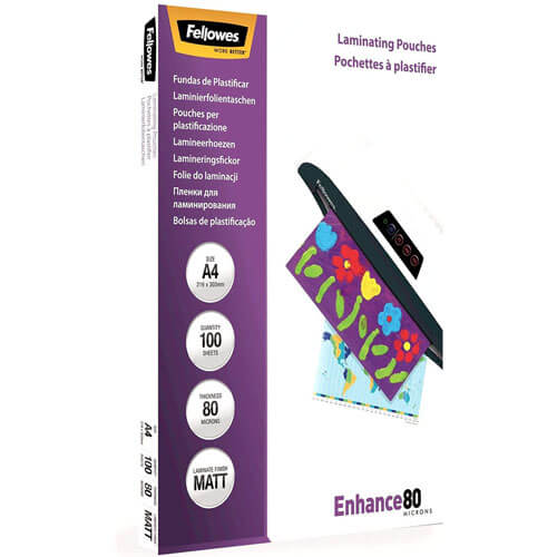 Fellowes Laminating Pouches 80 Micron A4 100pk