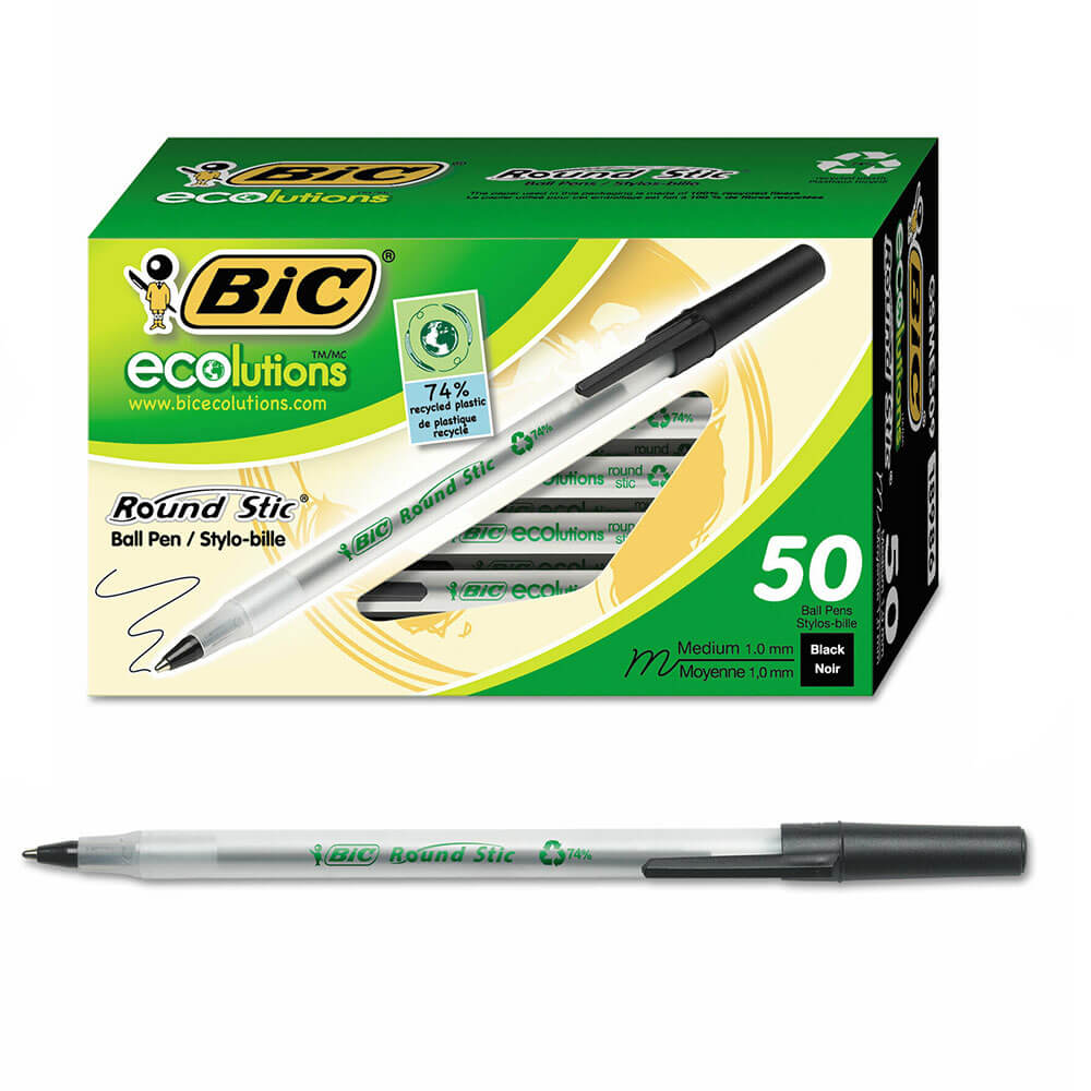  Bic Ecolutions Round Stic Kugelschreiber, 1,0 mm, 50 Stück