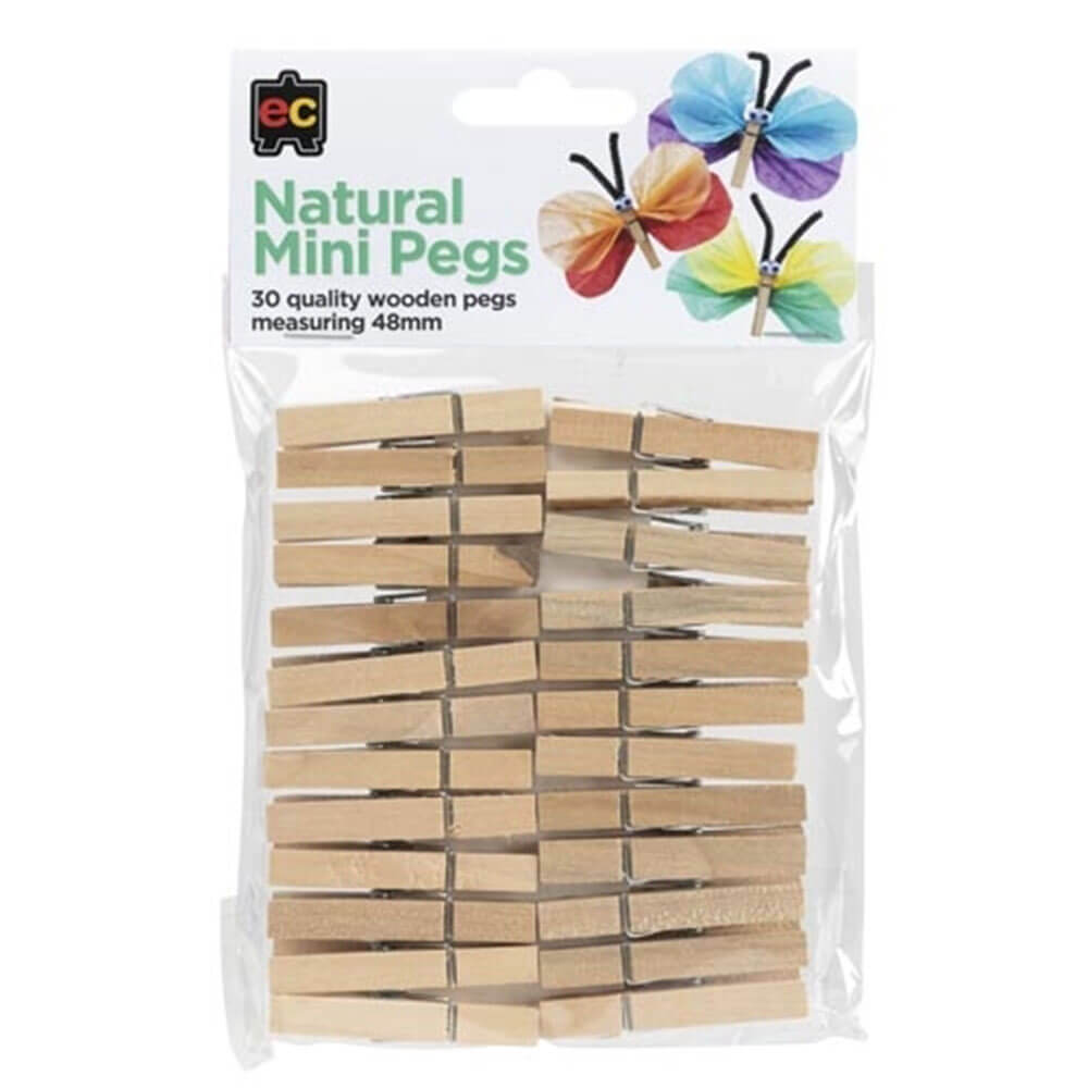 EC Wooden Mini Pegs 48mm (30pk)