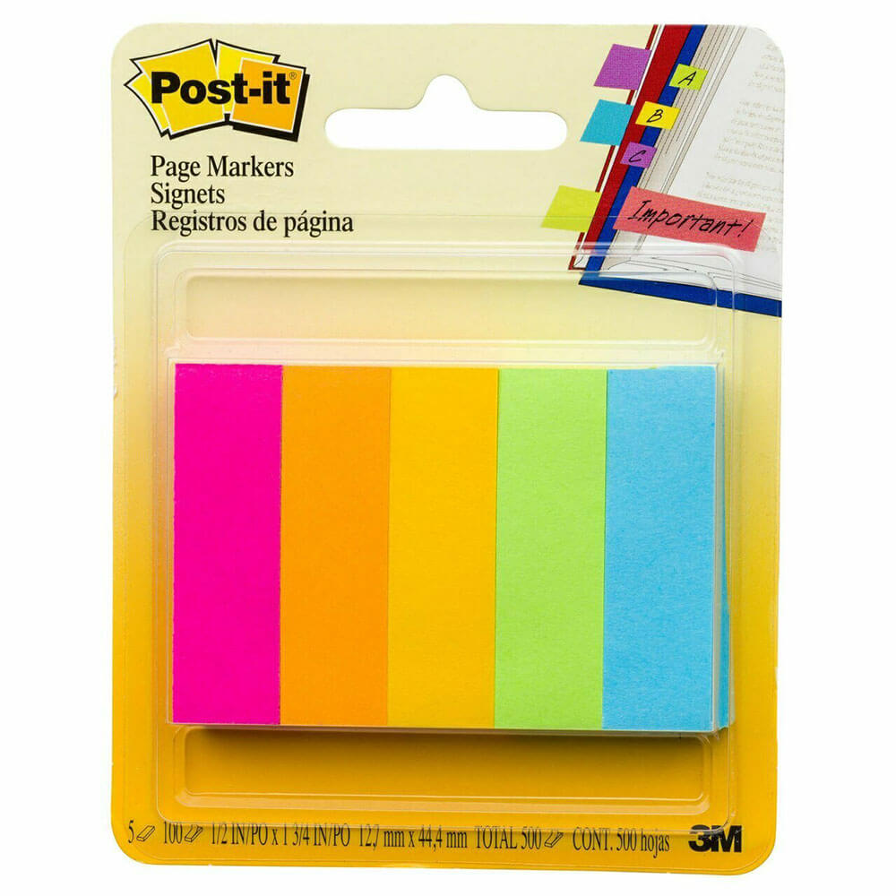 Post-it Page Markers 500 ark (5 färger)